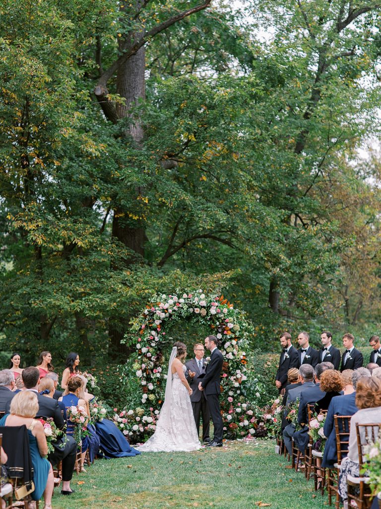 A beautiful outdoor garden ceremony at Maryland wedding venue.