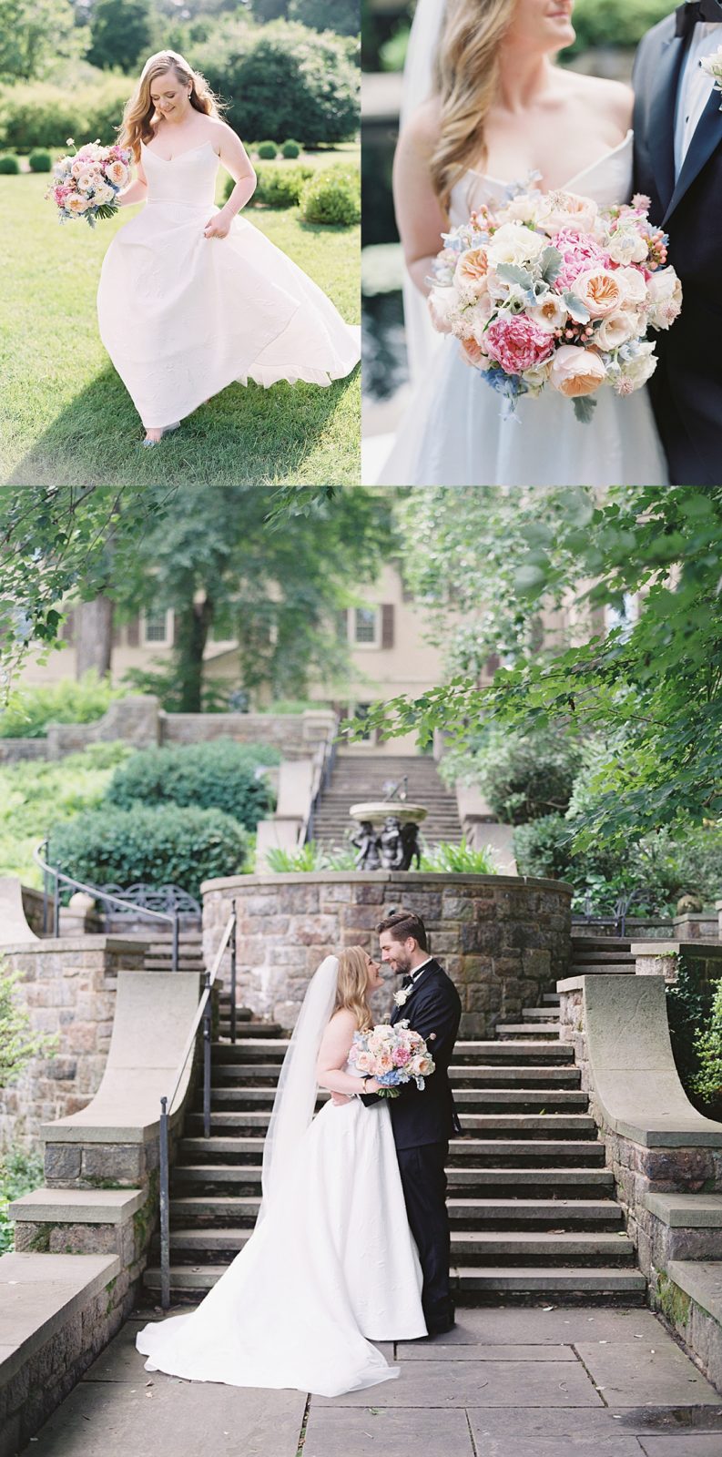 Bride and groom portraits at the Winterthur Museum in Delaware. 
