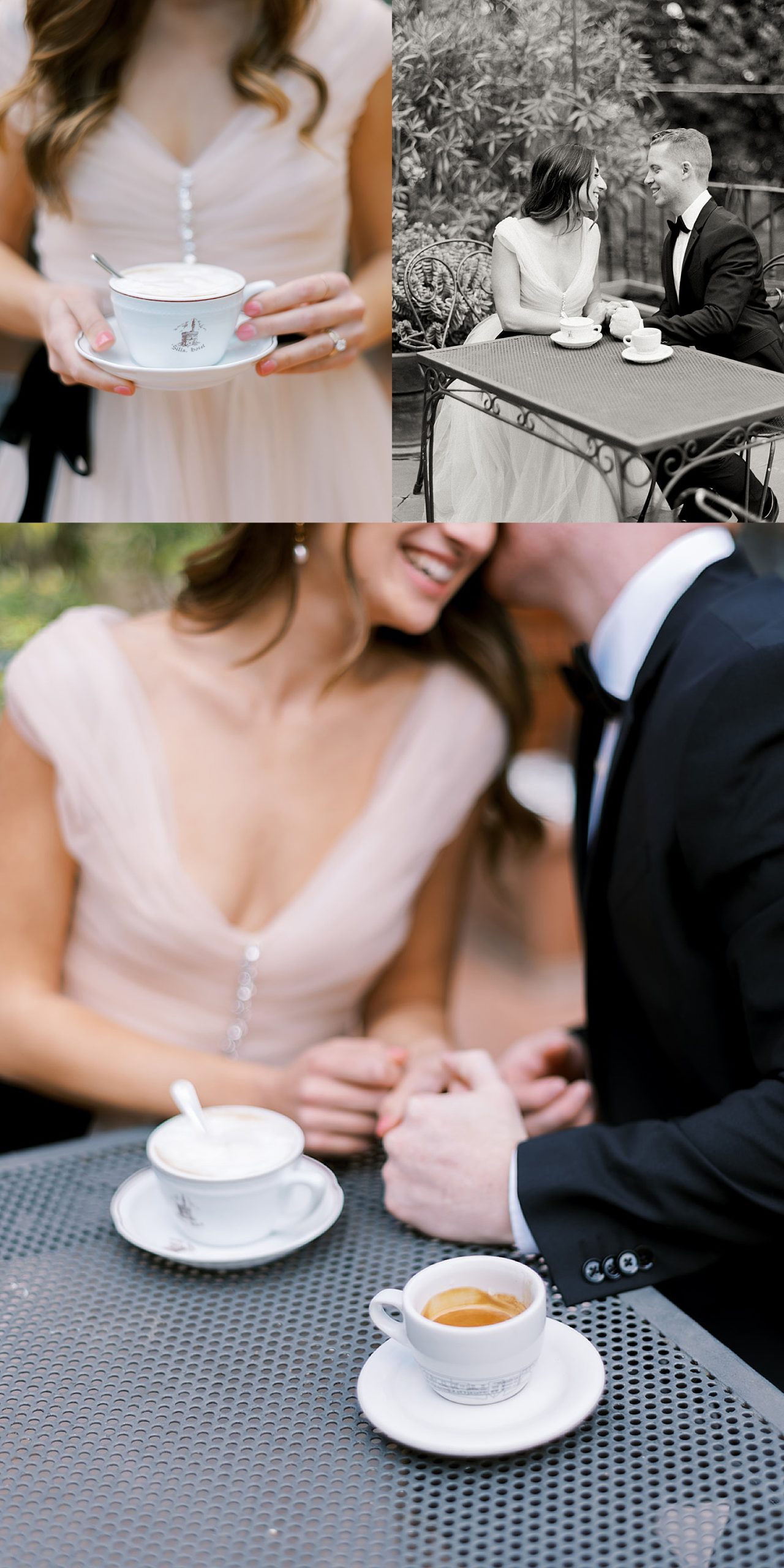 man and woman sharing coffee at Italian cafe with Italy wedding photographer