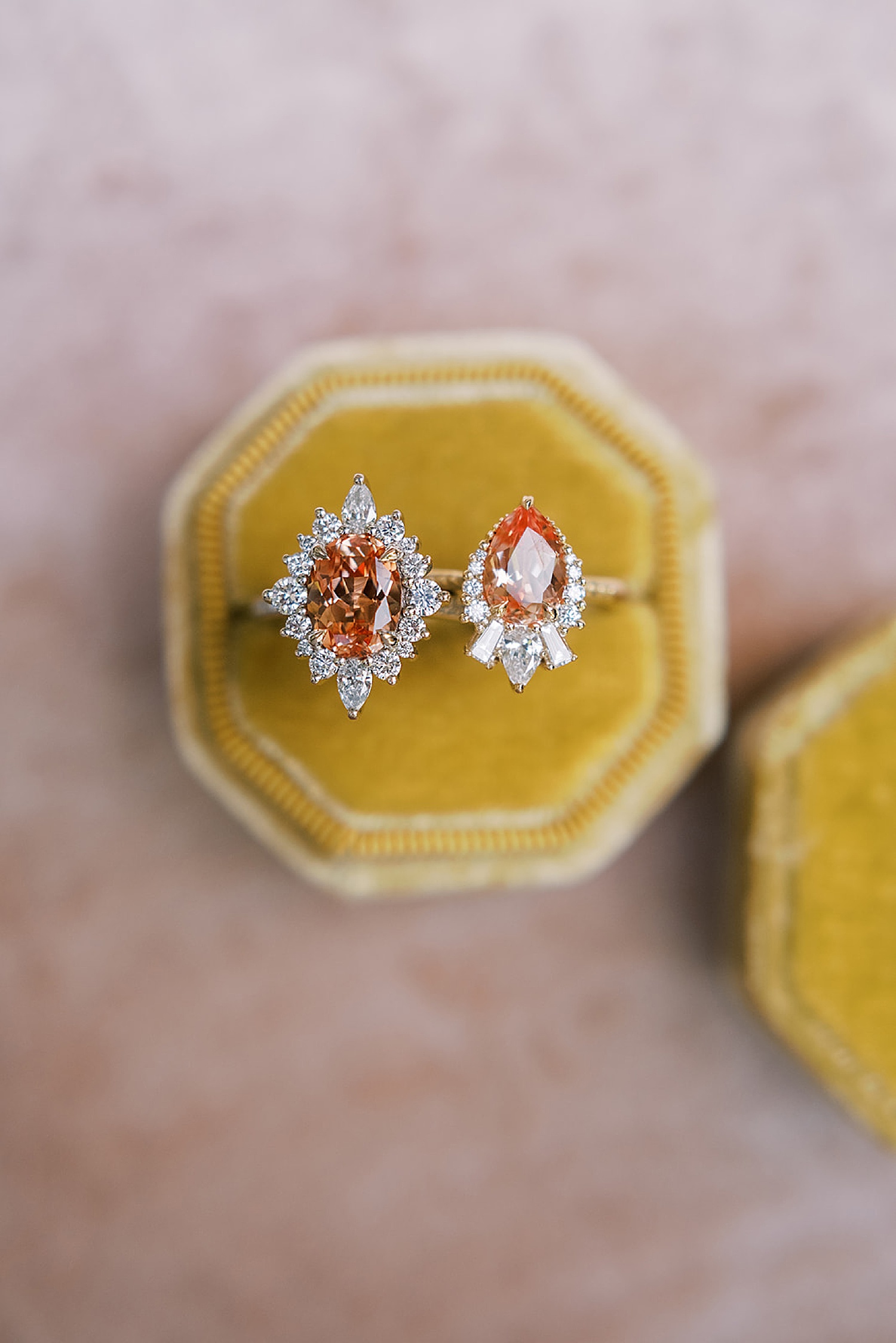 orange diamonds surrounded by small clear diamonds for editorial campaign 