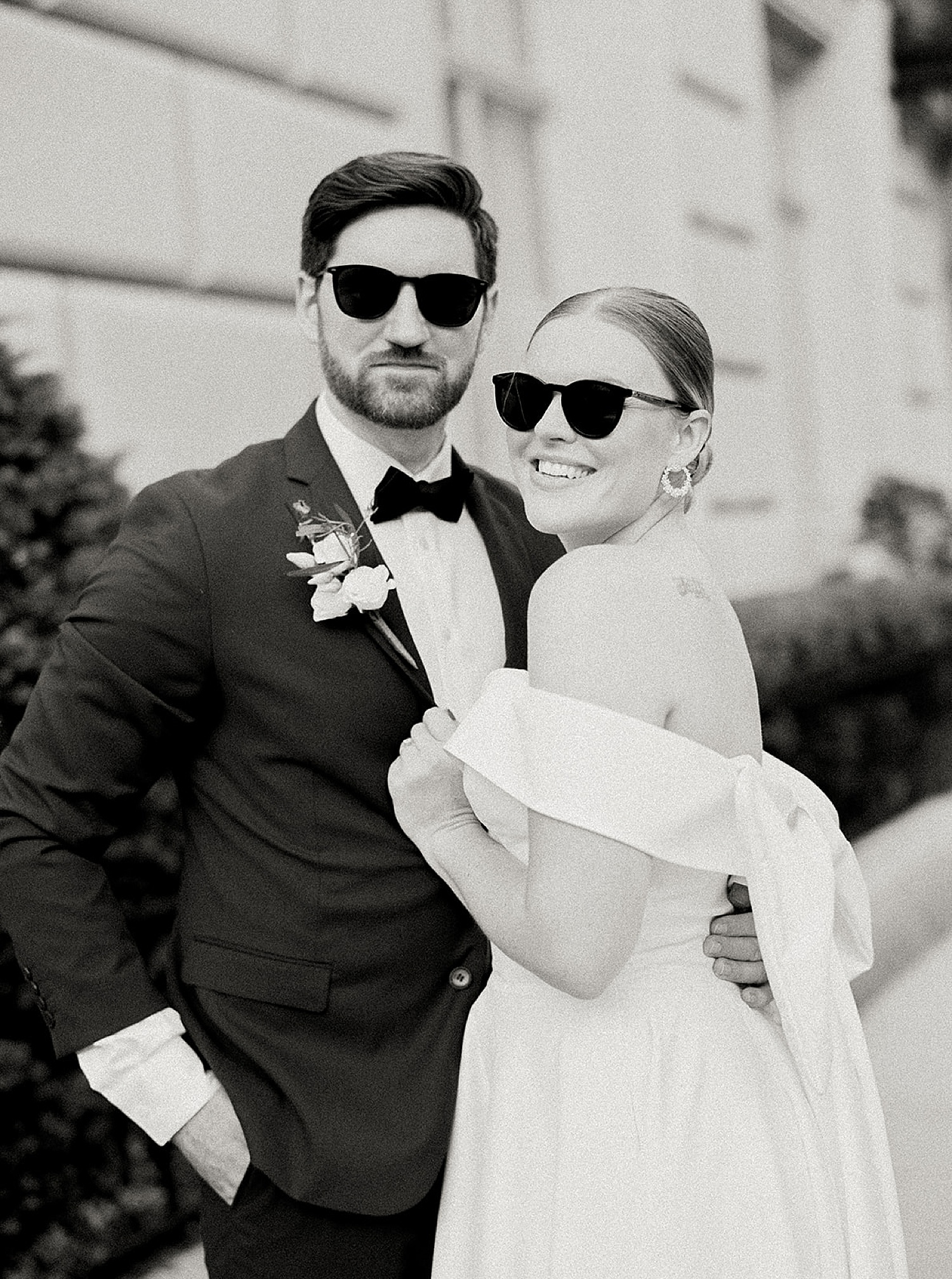 bride and groom wearing sunglasses after Central Park elopement with New York City elopement photographer 